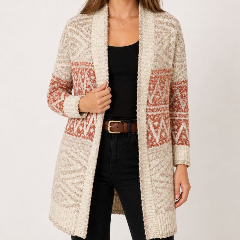 Joie Fair Isle Long Cardigan Size Small